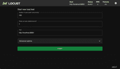 Image of the Locust interface showing the startup screen