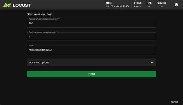 Image of the Locust interface showing the startup screen