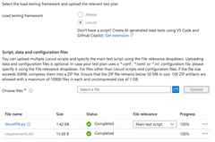 Showing the Azure Portal Load Testing Test config tab