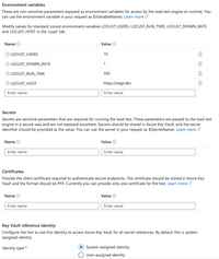 Showing the Azure Portal Load Testing Test parameters tab
